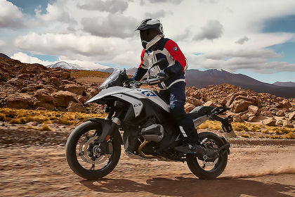 BMW R 1300 GS Riding: Front Left Quarter View BMW R 1300 GS Riding: Front Left Quarter View