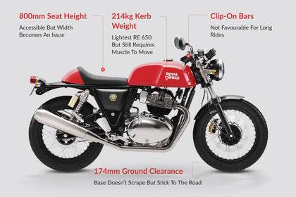 Royal Enfield Continental GT 650 (2018-2026) Ergonomics Highlights Royal Enfield Continental GT 650 (2018-2026) Ergonomics Highlights