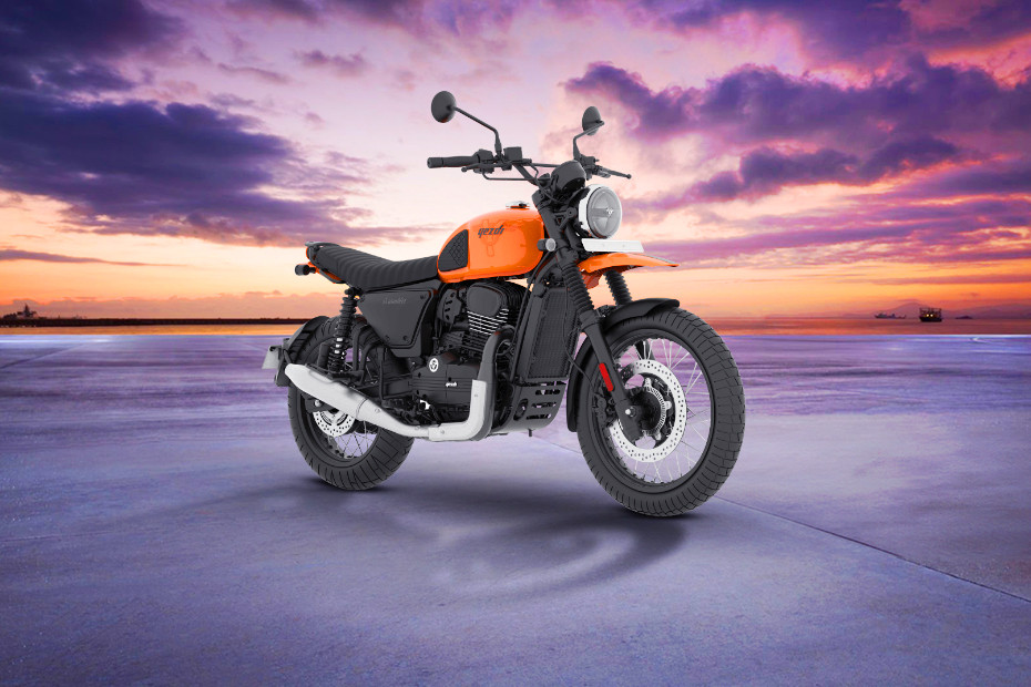 Yezdi Scrambler Single Tone Fire Orange On road Price
