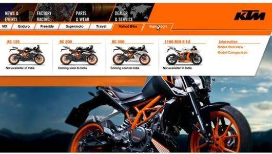 India to get both KTM RC 200 and 390 says Official Website