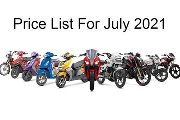 TVS Price List For July 2021: TVS Apache RR 310, NTorq 125, Jupiter, And More TVS Price List For July 2021: TVS Apache RR 310, NTorq 125, Jupiter, And More