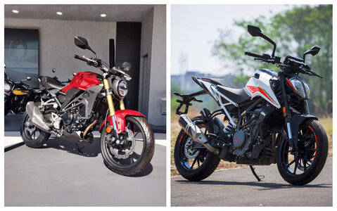 Honda CB300R BS6 vs KTM 390 Duke: Photo Comparison