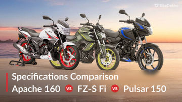 Bajaj Pulsar 150 vs TVS Apache RTR 160 vs Yamaha FZ-S Fi: Specifications Comparison