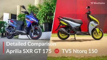 Aprilia SXR GT 175 vs TVS Ntorq 150: Detailed Comparison Aprilia SXR GT 175 vs TVS Ntorq 150: Detailed Comparison