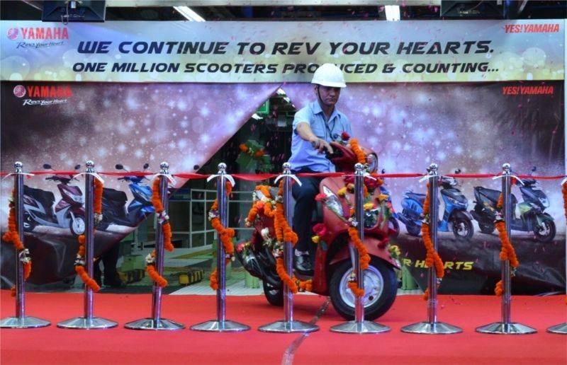 Yamaha's one millionth scooter rolled out in India