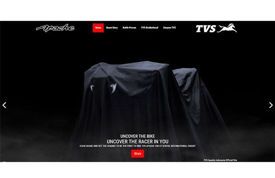 TVS Apache 200 teaser out TVS Apache 200 teaser out