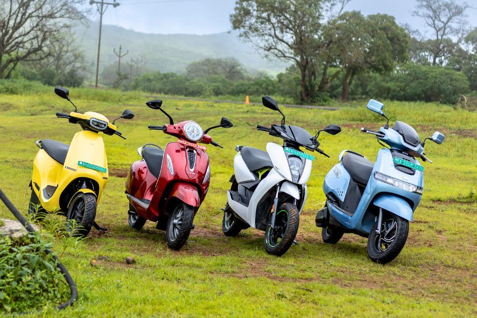 Bajaj Chetak, TVS iQube, Ather 450X and Ola S1 Pro Front Bikedekho News