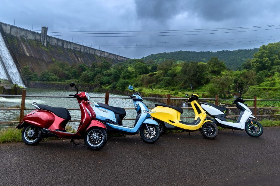 Bajaj Chetak, TVS iQube, Ather 450X and Ola S1 Pro Side Bikedekho News