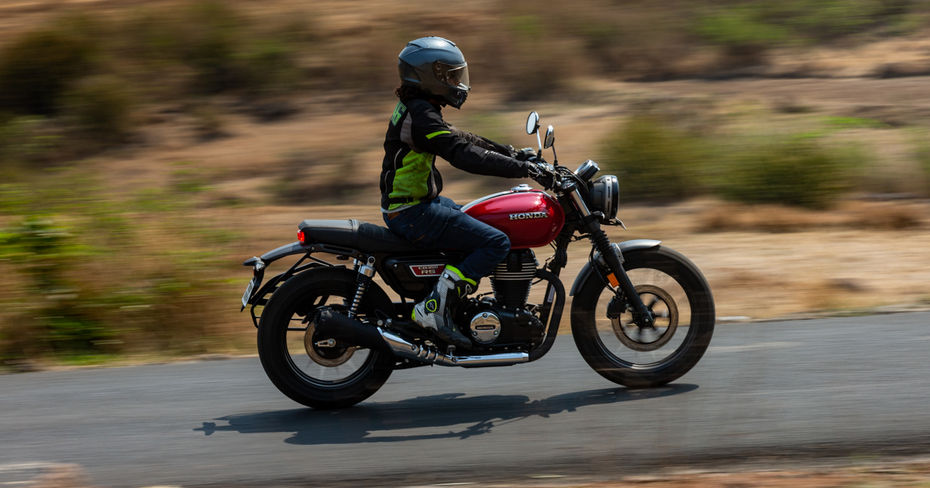 Honda CB350RS Rebel Red Metallic Riding Shot