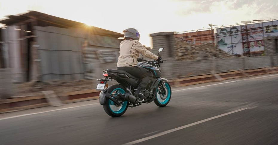 Yamaha FZ-S Fi Hybrid Rear Riding Shot