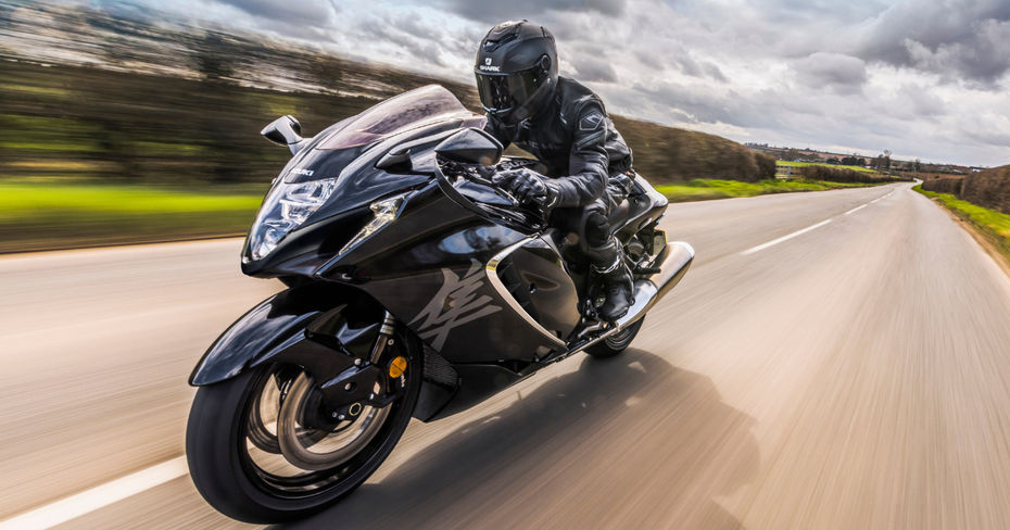 Suzuki Hayabusa In Black Riding shot of the Hayabusa