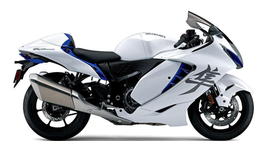 Suzuki Hayabusa In White and Blue White Suzuki Hayabusa With Blue Accents