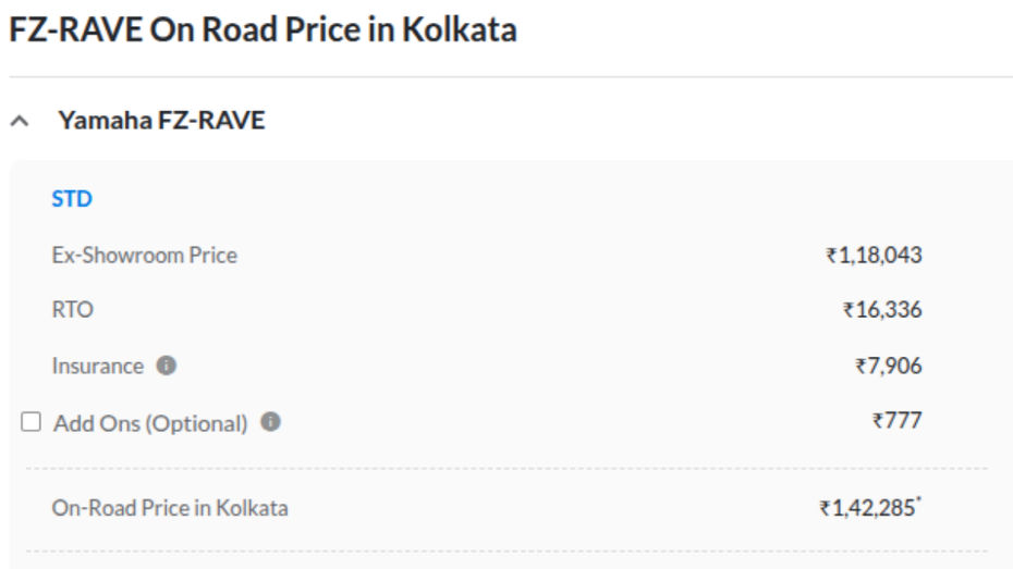 Yamaha FZ-Rave On Road Price Yamaha FZ-Rave On Road Price