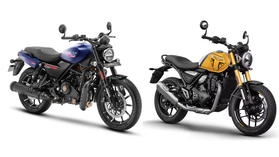 Both bikes have pretty neat graphics on the fuel tank, but the main difference here is that the Triumph bike has different colour options applied only on the fuel tank whereas the X 440 T comes with matching colours on fuel tank as well as rear panels, depending on the colour you choose. The side panels on both bikes are black, but we like the one on the Triumph as it has the 3D brushed-metal embellishment with the Speed 400 logo. Both bikes have pretty neat graphics on the fuel tank, but the main difference here is that the Triumph bike has different colour options applied only on the fuel tank whereas the X 440 T comes with matching colours on fuel tank as well as rear panels, depending on the colour you choose. The side panels on both bikes are black, but we like the one on the Triumph as it has the 3D brushed-metal embellishment with the Speed 400 logo.