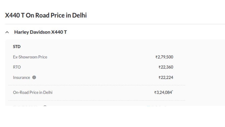 HD X440 T On-Road Price HD X440 T On-Road Price