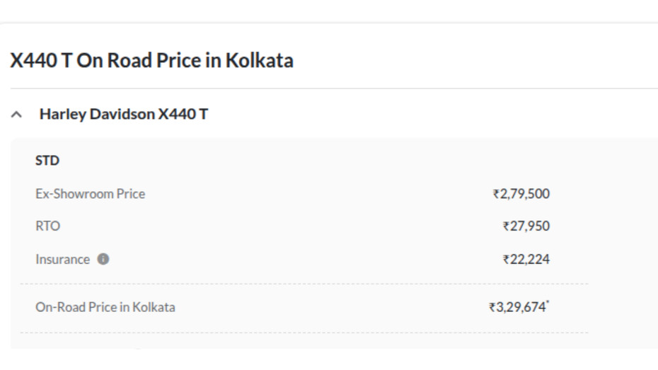 HD X440 T On-Road Price HD X440 T On-Road Price