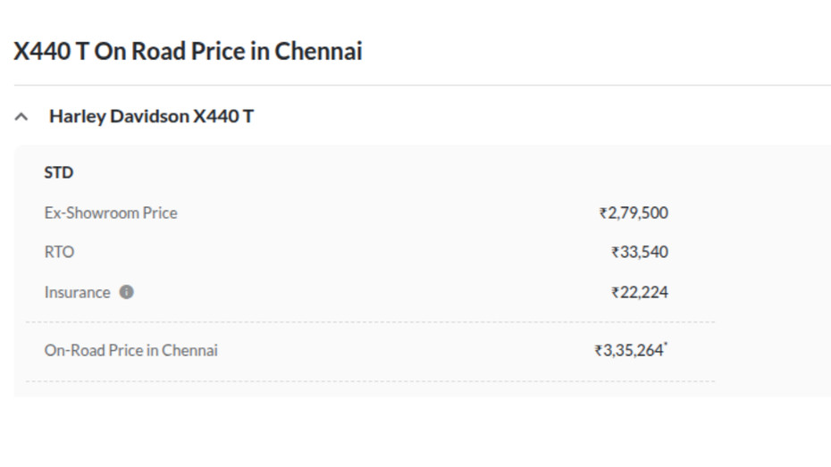 HD X440 T On-Road Price HD X440 T On-Road Price