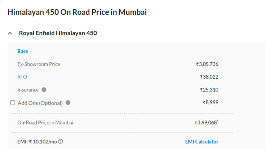 Royal Enfield Himalayan 450 On-Road Price In Top 5 Cities