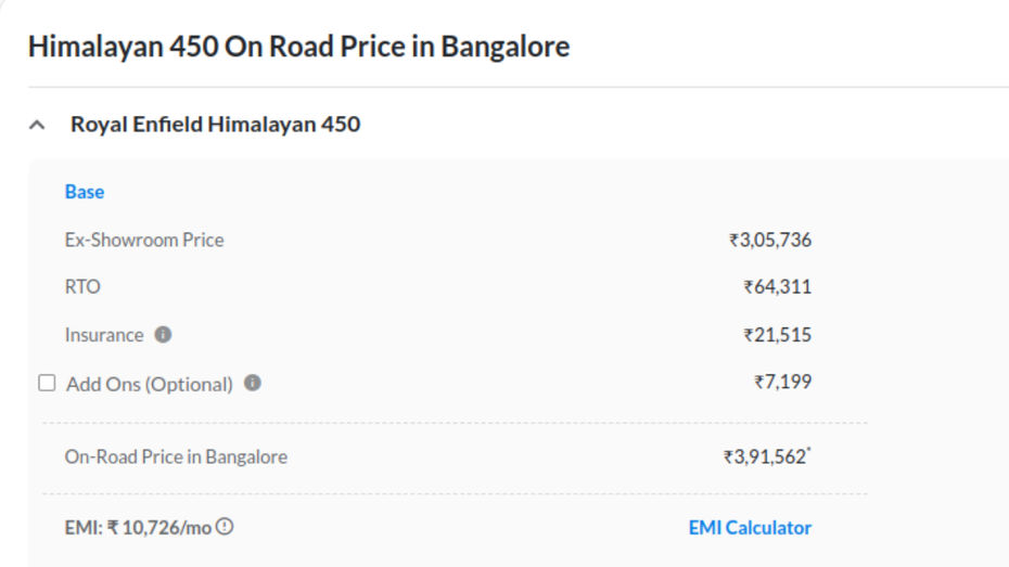 Royal Enfield Himalayan 450 On-Road Price In Top 5 Cities