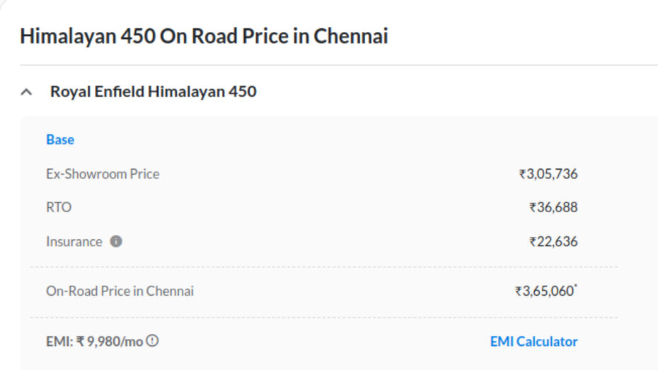 Royal Enfield Himalayan 450 On-Road Price In Top 5 Cities