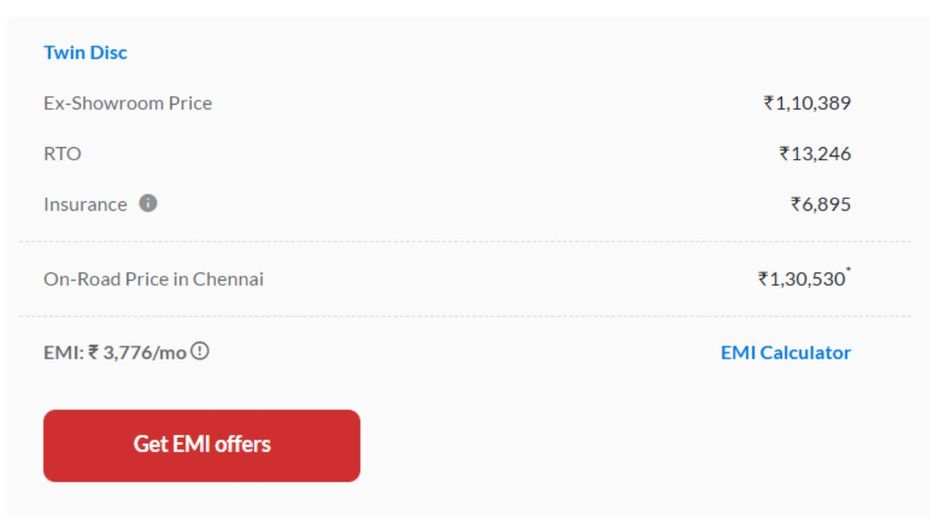 Bajaj Pulsar 150 On-road Chennai Price