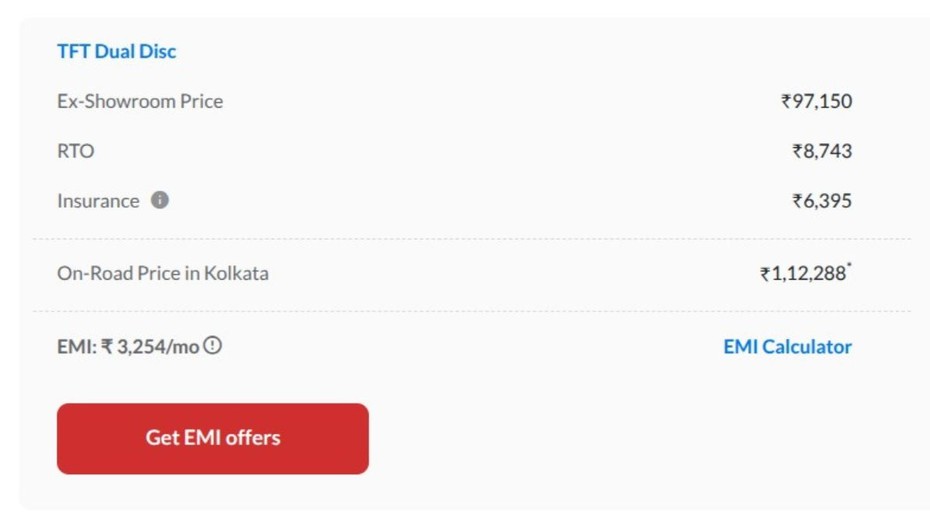 TVS Raider 125 On-road Kolkata Price