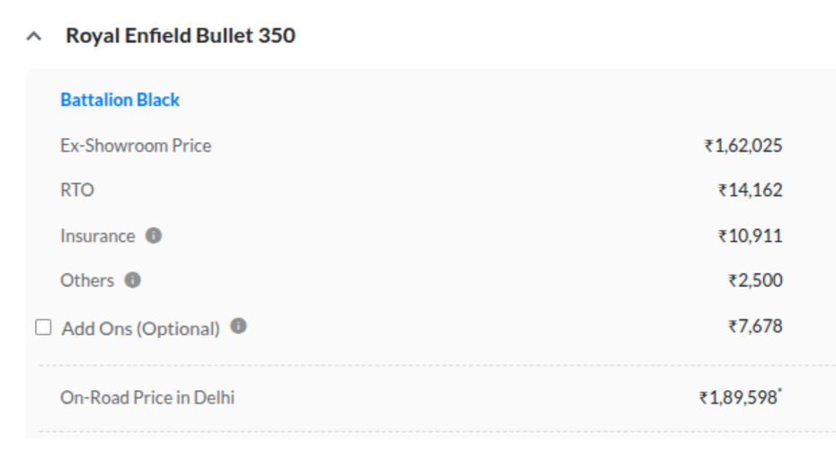 RE Bullet 350 On-Road Price RE Bullet 350 On-Road Price