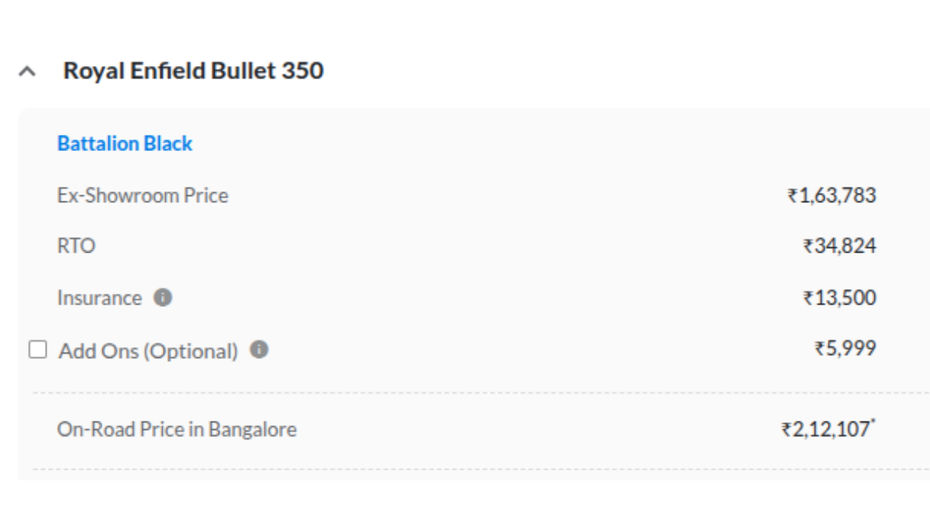 RE Bullet 350 On-Road Price RE Bullet 350 On-Road Price