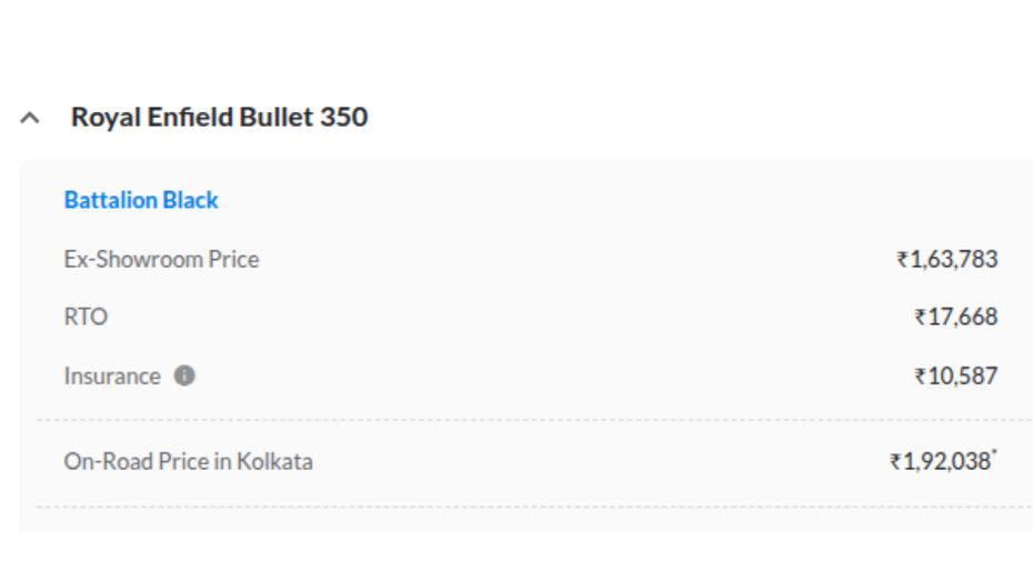 RE Bullet 350 On-Road Price RE Bullet 350 On-Road Price