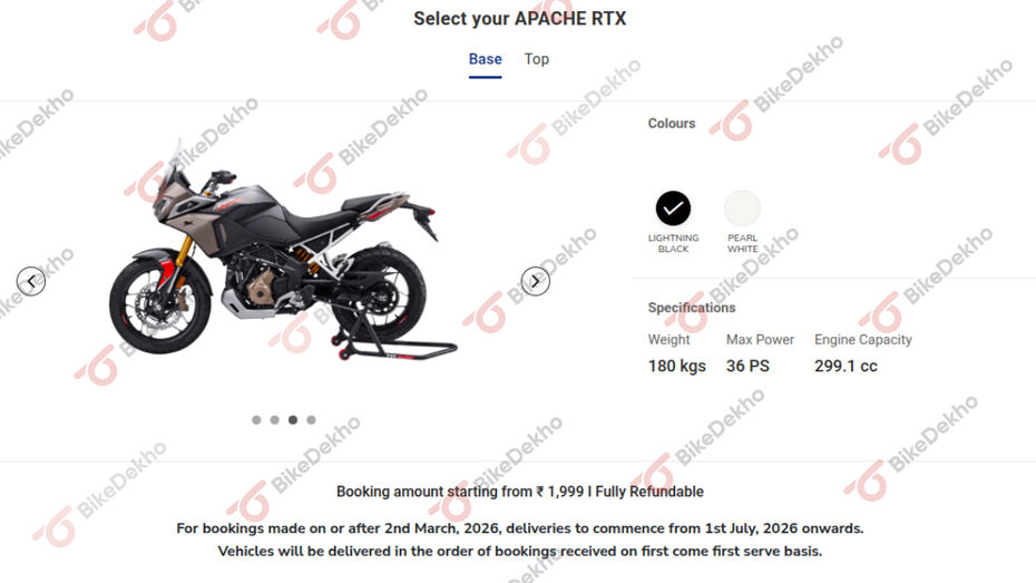 TVS Apache RTX 300 Deliveries 