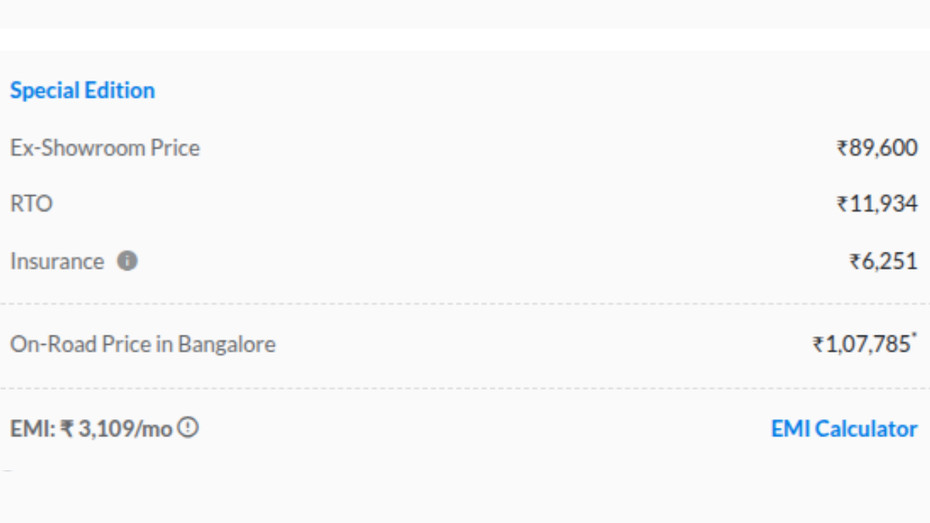 TVS Jupiter On-road Price Bangalore