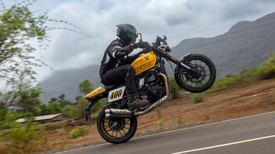 Triumph Tracker 400 Wheelie Shot