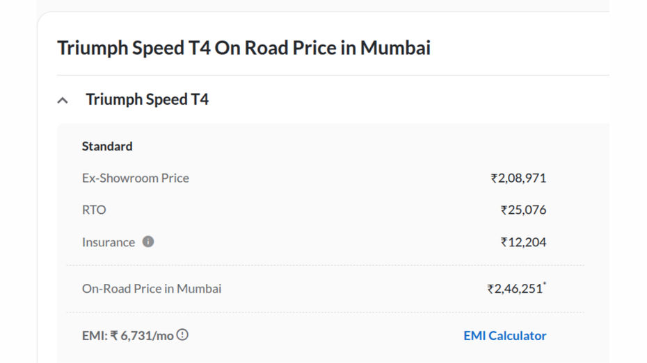 mumbai on road price