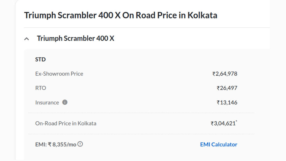 Kolkata On road Price