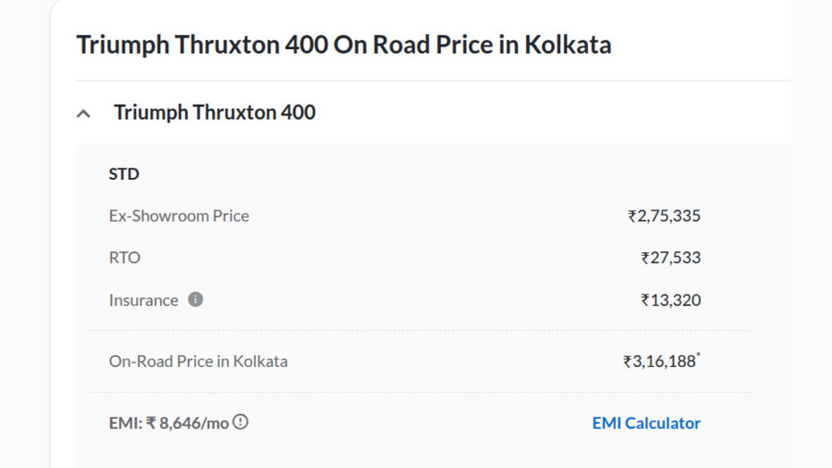 Kolkata On road price