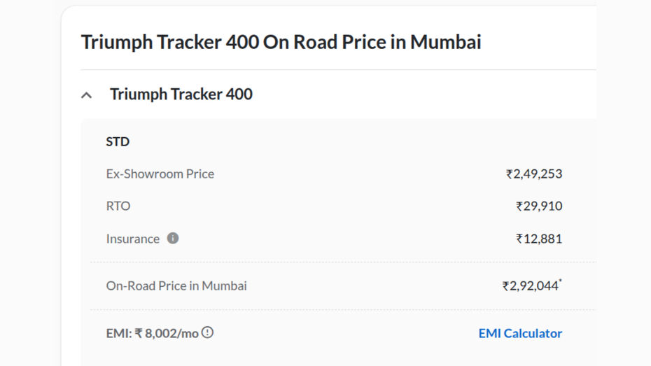 mumbai on road price