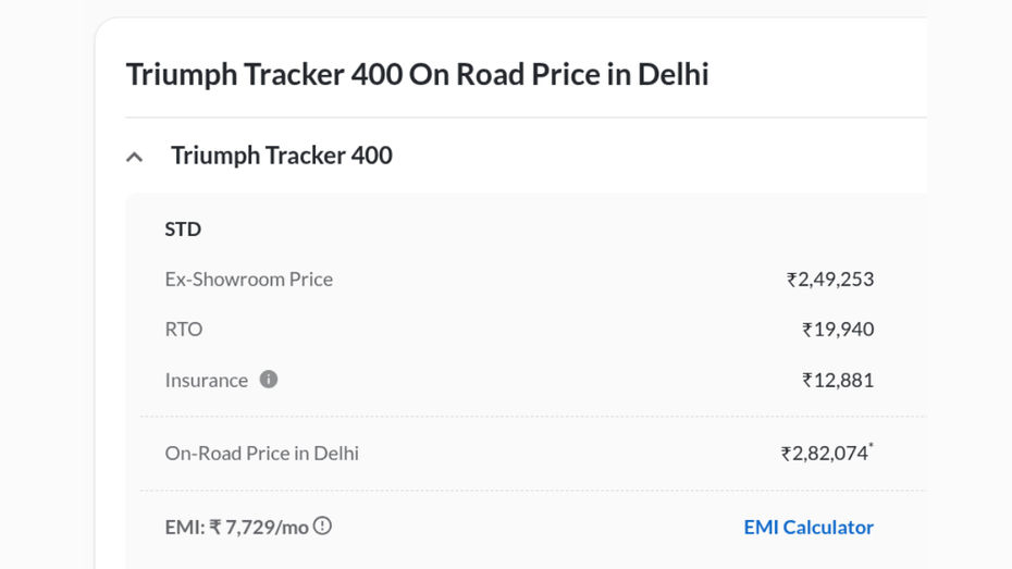 Delhi on road price