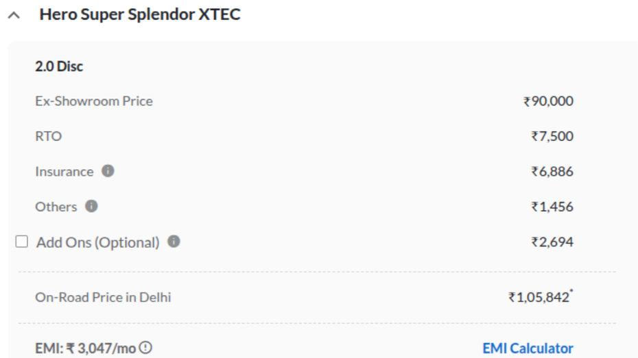 Hero Super Splendor Xtec 2.0 Disc Price in Delhi Hero Super Splendor Xtec 2.0 Disc Price in Delhi