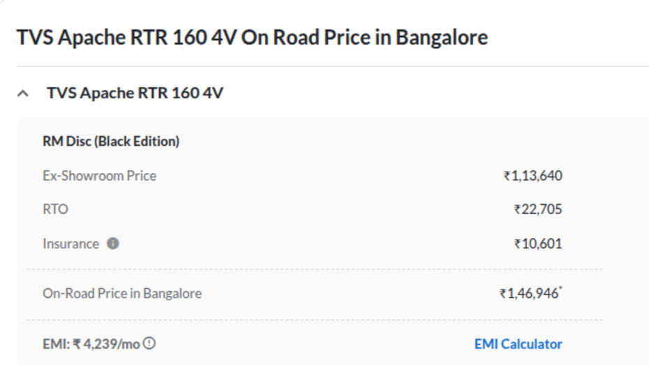 On Road Price In Bengaluru On Road Price In Bengaluru