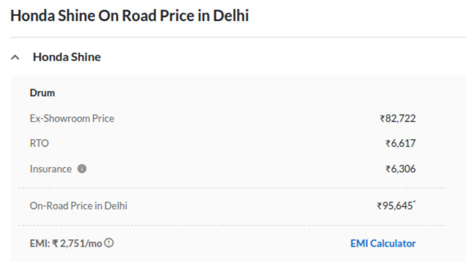 Honda Shine 125 Onroad Price In Delhi Honda Shine 125 Onroad Price In Delhi