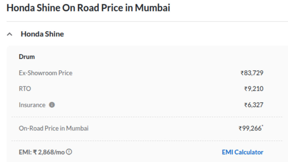 Honda Shine 125 Onroad Price In Mumbai Honda Shine 125 Onroad Price In Mumbai