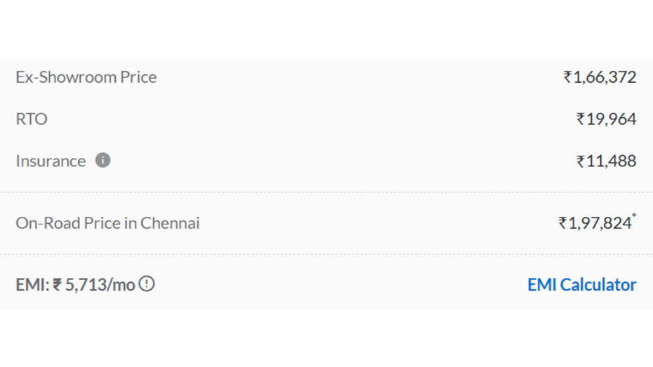 On Road Price In Chennai