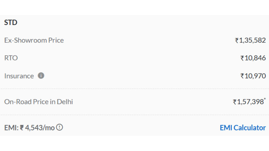 Delhi Onroad Price