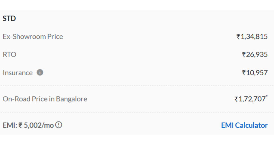 bengaluru onroad price