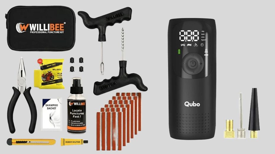 Portable Tyre Inflator & Puncture Kit