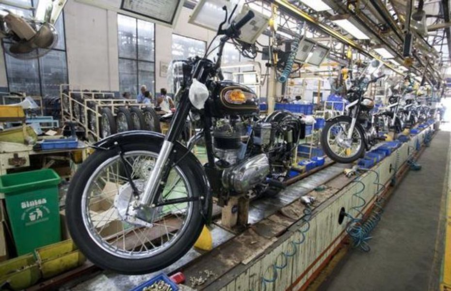 Royal Enfield factory halts due to chennai rains Royal Enfield factory halts due to chennai rains